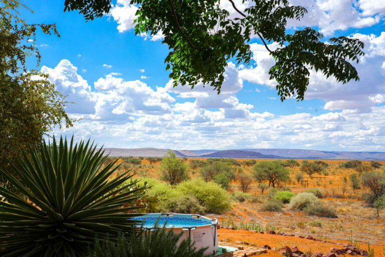 jagdfarm onverwacht pool ausblick in die kalahari