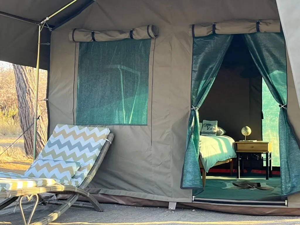 Bush camp tent at Petersfarm hunting farm, Khomas
