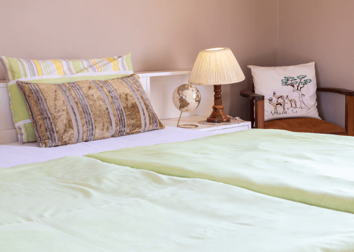 Double bed in the apartment at Petersfarm