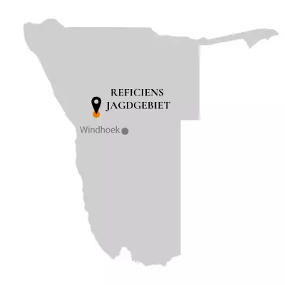 Map of Namibia showing the location of the Reficiens hunting area