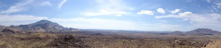 Wide panorama of the Reficiens hunting area, Erongo